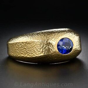 Tiffany & Co. Schlumberger Sapphire Ring with a Hammered Finish.