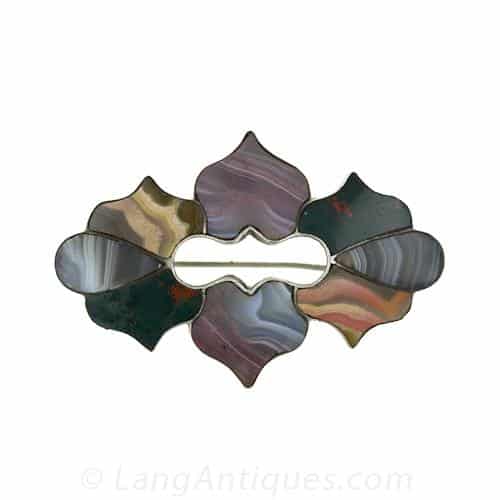 Scottish Pebble Brooch with Multi-Color Agates. 