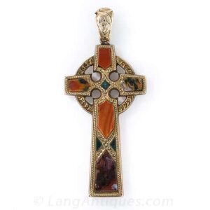 Traditional Celtic Cross Motif with Multi-Color Agates.