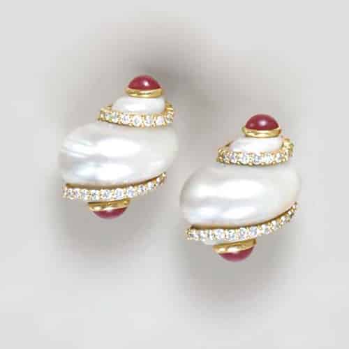 Use of the Whole Shell in Jewelry Continues Today: Seaman Schepps Shell Earrings