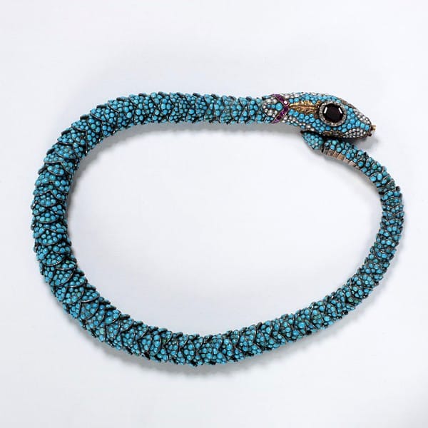 Turquoise Encrusted Snake Necklace. c. 1835-40.