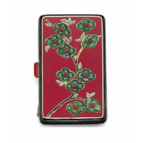 Van Cleef & Arpels Art Deco Red Enamel, Diamond, Nephrite and Cornelian Vanity Case, c.1920s. Photo Courtesy of Christie's.