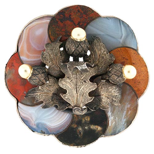 Victorian Agate and Silver Scottish Brooch.