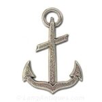 Scottish Silver Anchor Pin, the Symbol for Hope and Steadfastness, Decorated with a Hand Engraved Scrolling Foliate Motif .