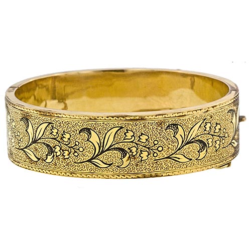 Victorian Bangle Bracelet with Tracery Enamel. Courtesy of Lang Antiques.