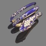 Diamond and Blue Enamel Coiled Snake Bracelet. Photo Courtesy of Bonhams.