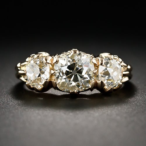 Victorian Three Stone Diamond Engagement Ring. ©