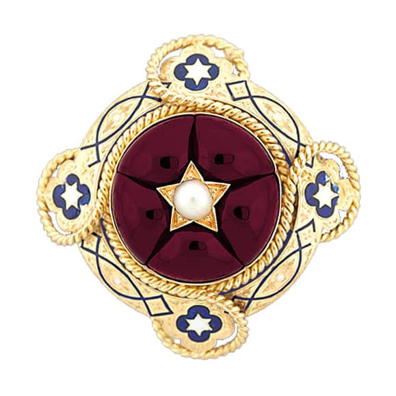 Victorian Garnet Brooch with Inset Star Motif and Pearl.