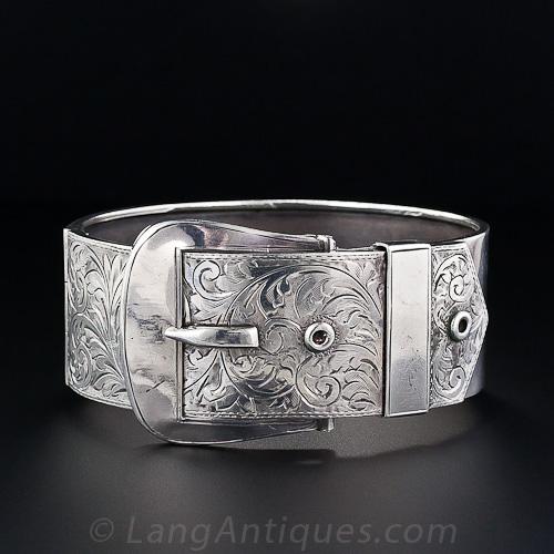 Victorian Engraved Silver "Garter" Bracelet.
