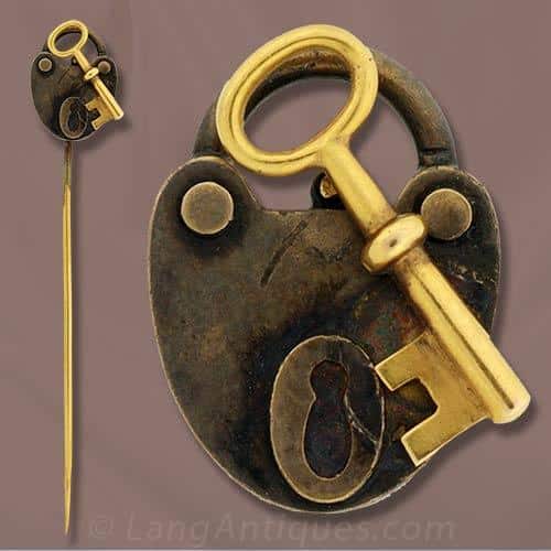 Victorian Lock and Key Motif Stickpin.