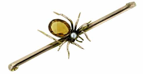 Victorian Citrine Spider Brooch.