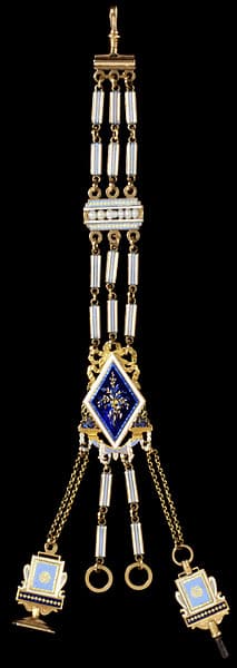 Enameled Gold Watch Chain with Fob and Seal, c.1800 Geneva.