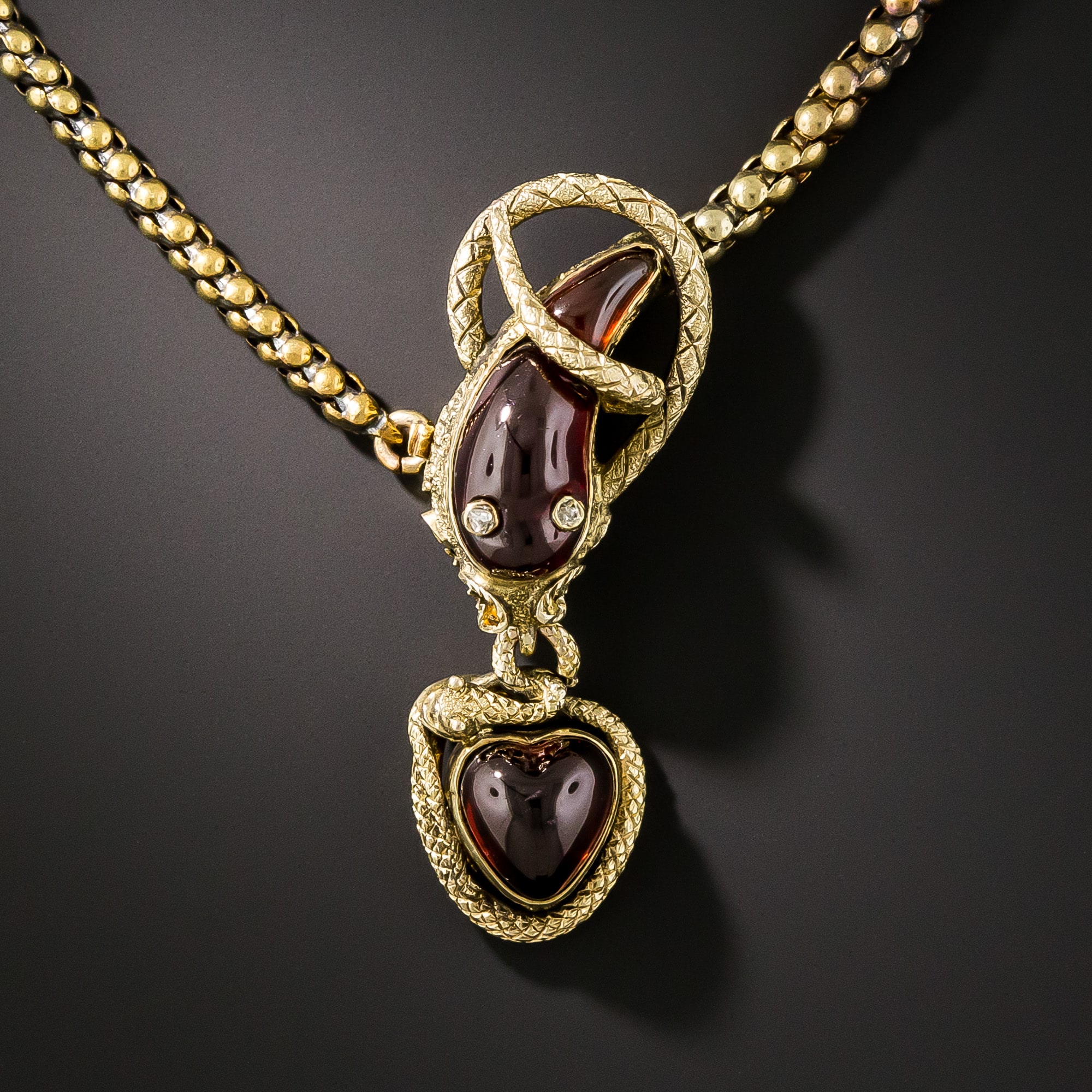 Victorian Garnet Snake Necklace.