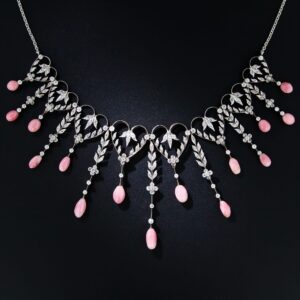 Belle Epoque Conch Pearl and Diamond Necklace.