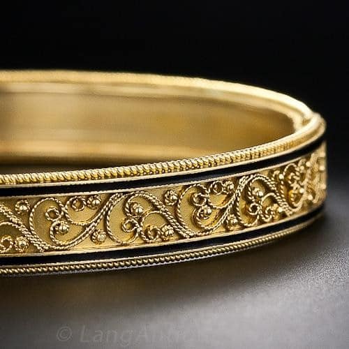 Castellani Gold & Enamel Bangle Bracelet.