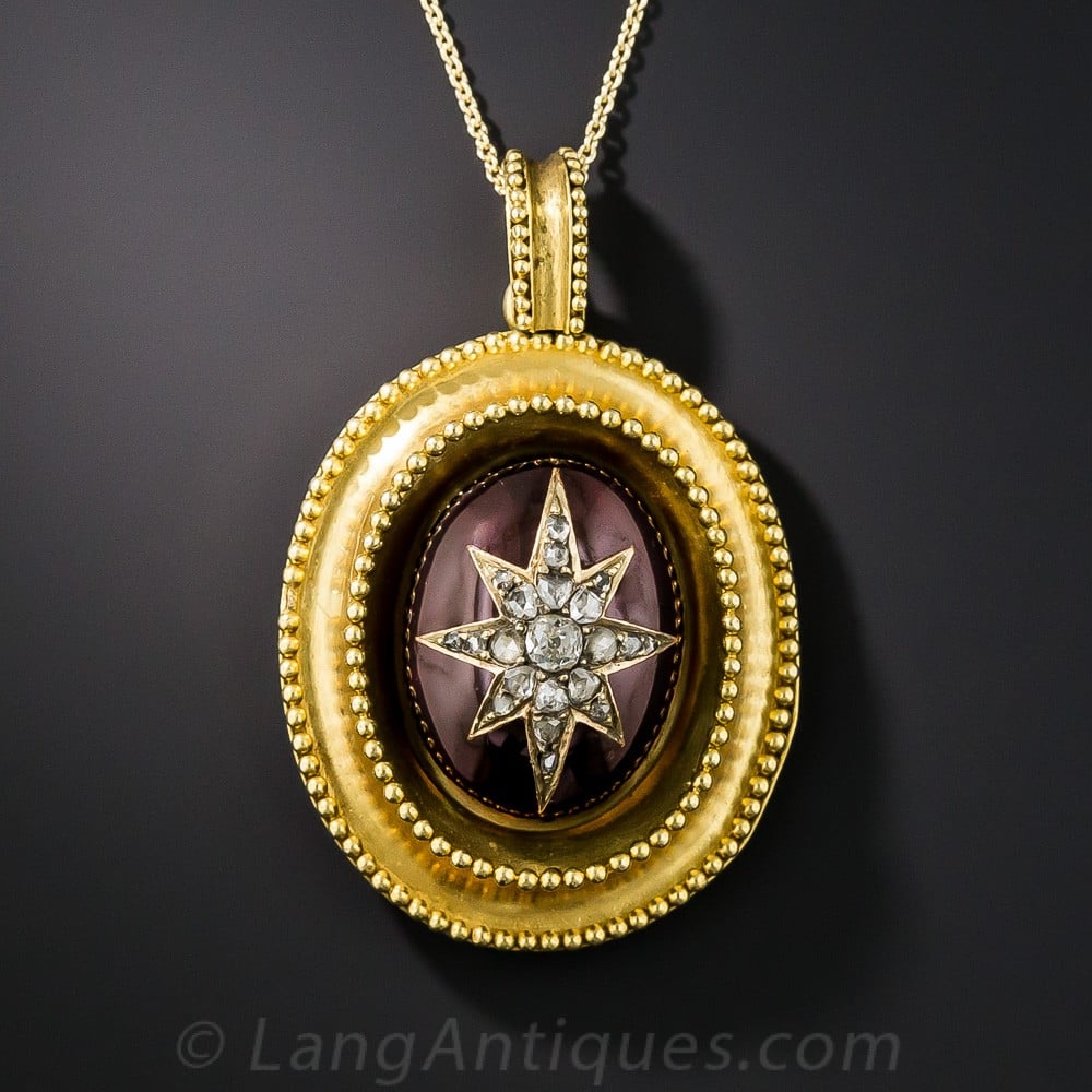 Victorian Garnet and Diamond Pendant.