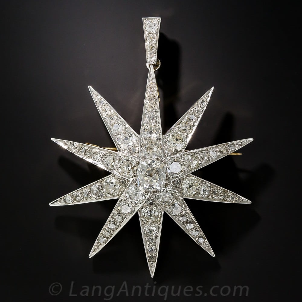 Victorian Diamond Star Pendant-Brooch.