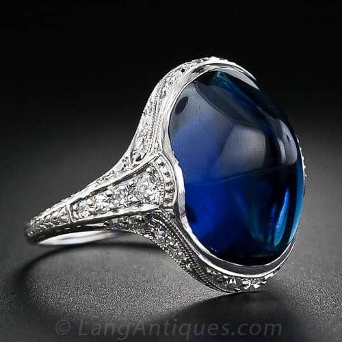Art Deco Synthetic Cabochon Sapphire Ring