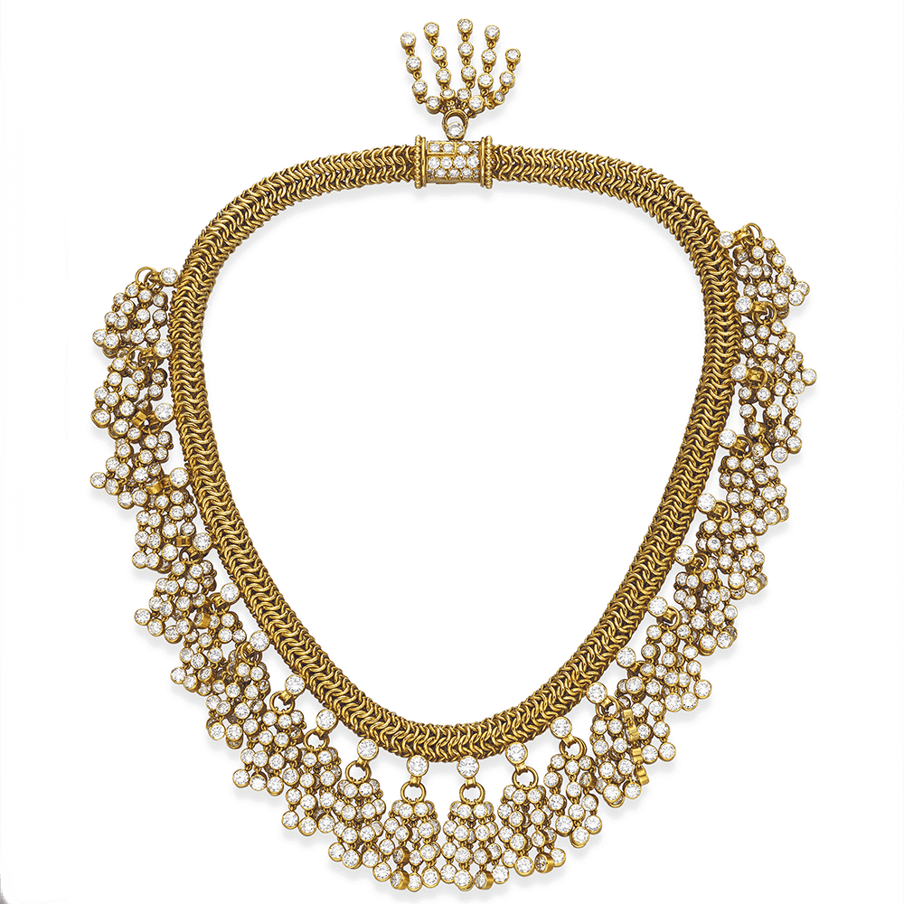 Rene Boivin Retro Diamond and Gold Passementerie Necklace. Photo Courtesy of Christie's.