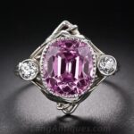 Arts & Crafts Pink Sapphire and Diamond Ring.