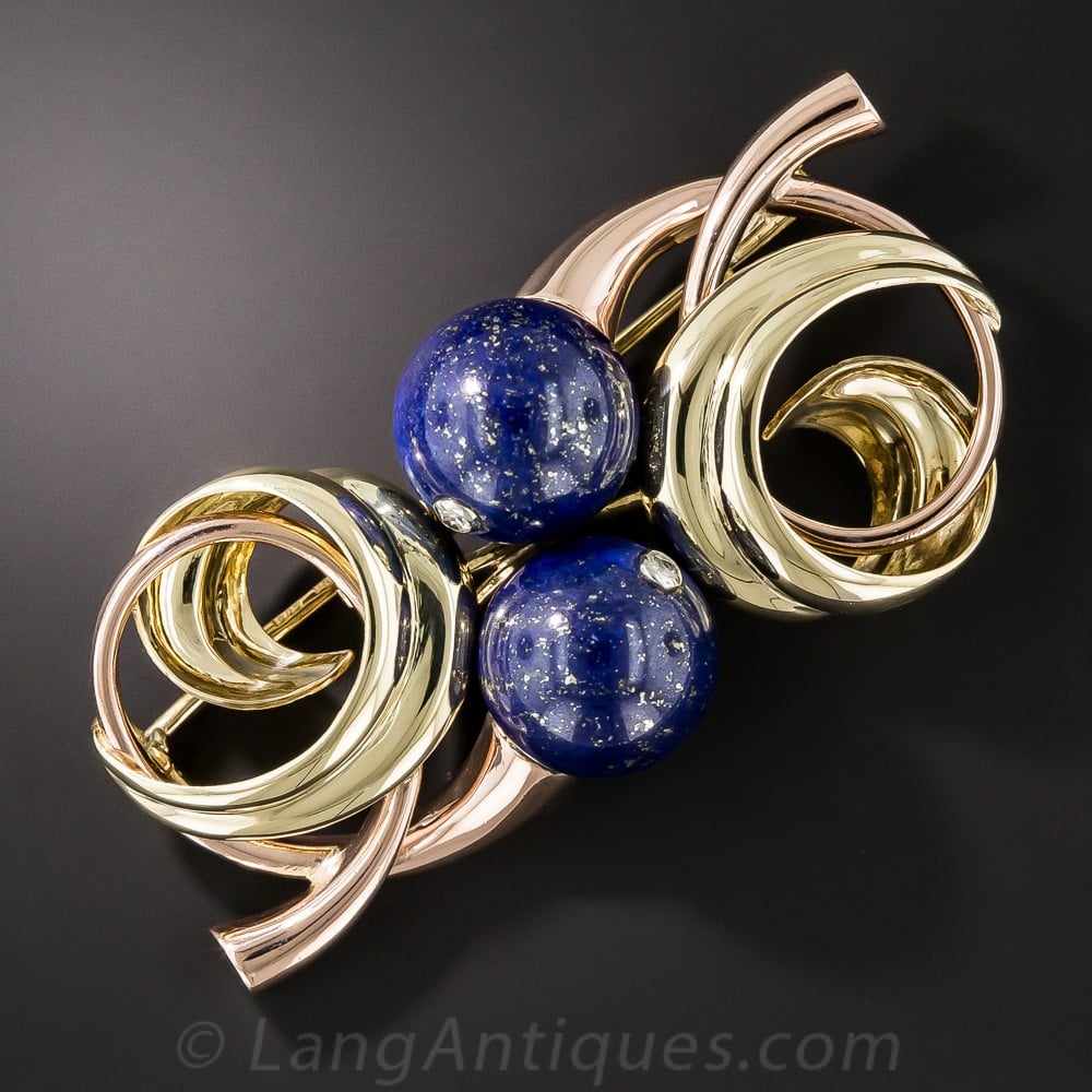 Austrian Retro Lapis Lazuli Brooch.