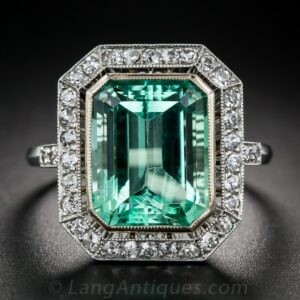 Green Beryl and Diamond Ring
