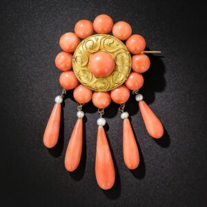 Brooch from a French Three-Piece Coral Suite.
