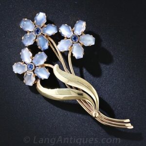 Tiffany & Co Retro Moonstone Forget-Me-Not Pin.