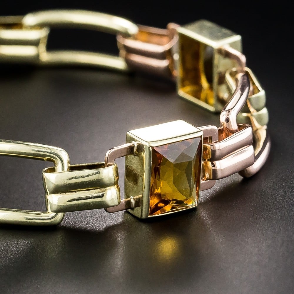 Retro Bicolor Gold (Green & Rose) Bracelet.