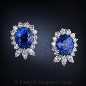 Pair of Sapphire and Diamond Earrings.