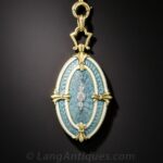 Antique Guilloche Enamel Locket and Chain.