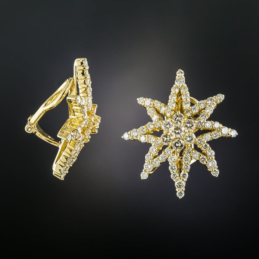 Diamond Star Earclips. Antique Jewelry University