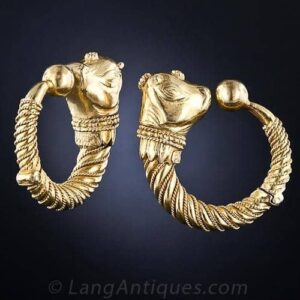 Lalaounis Gold Hoop Earrings.
