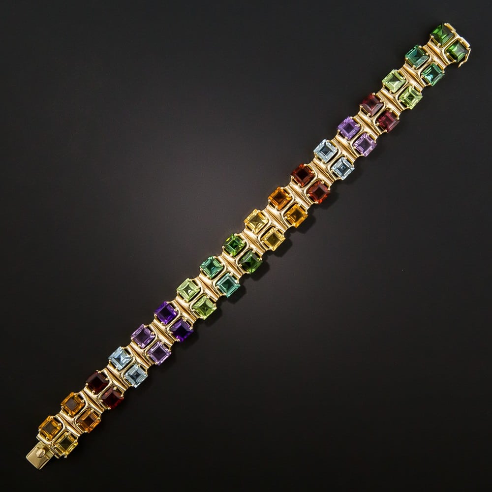 Multi-Color, Multi-Gemstone Bracelet. Garnets, Citrines, Tourmalines, Aquamarines, and Amethysts.