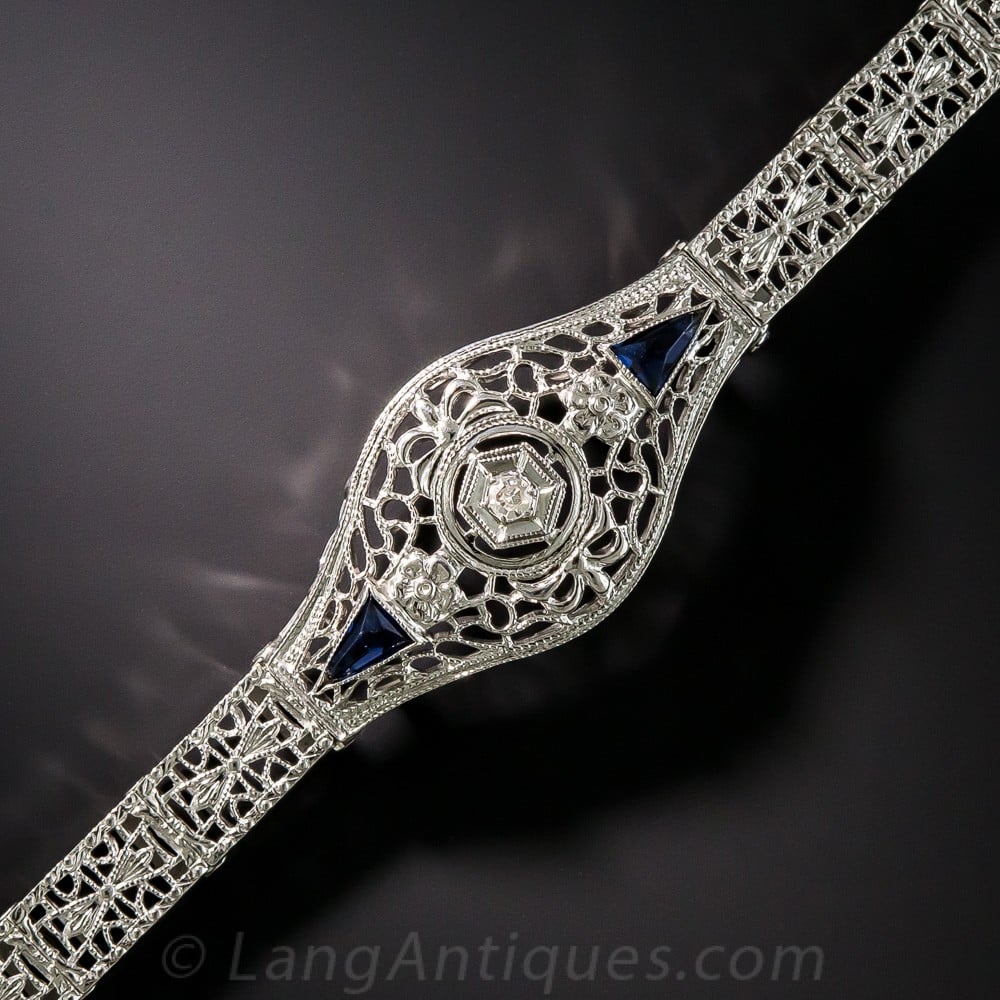 Die Struck 14k White Gold Bracelet, c.1930s.