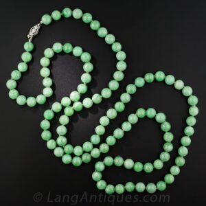 Jadeite Bead Rope Necklace - 48 Inches.