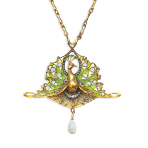 Vever Art Nouveau Opal, Emerald, Diamond, and Enamel Pendant/Brooch, c.1900. Photo Courtesy of Christie's.