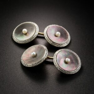 Art Deco Black Mother-of-Pearl Cuff Links.