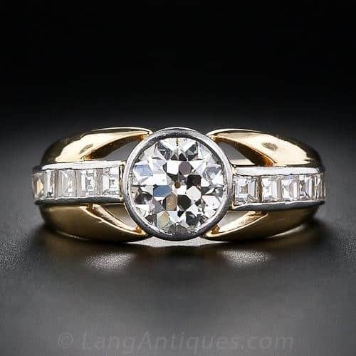 Tube-Set Diamond in a Vintage French Ring.