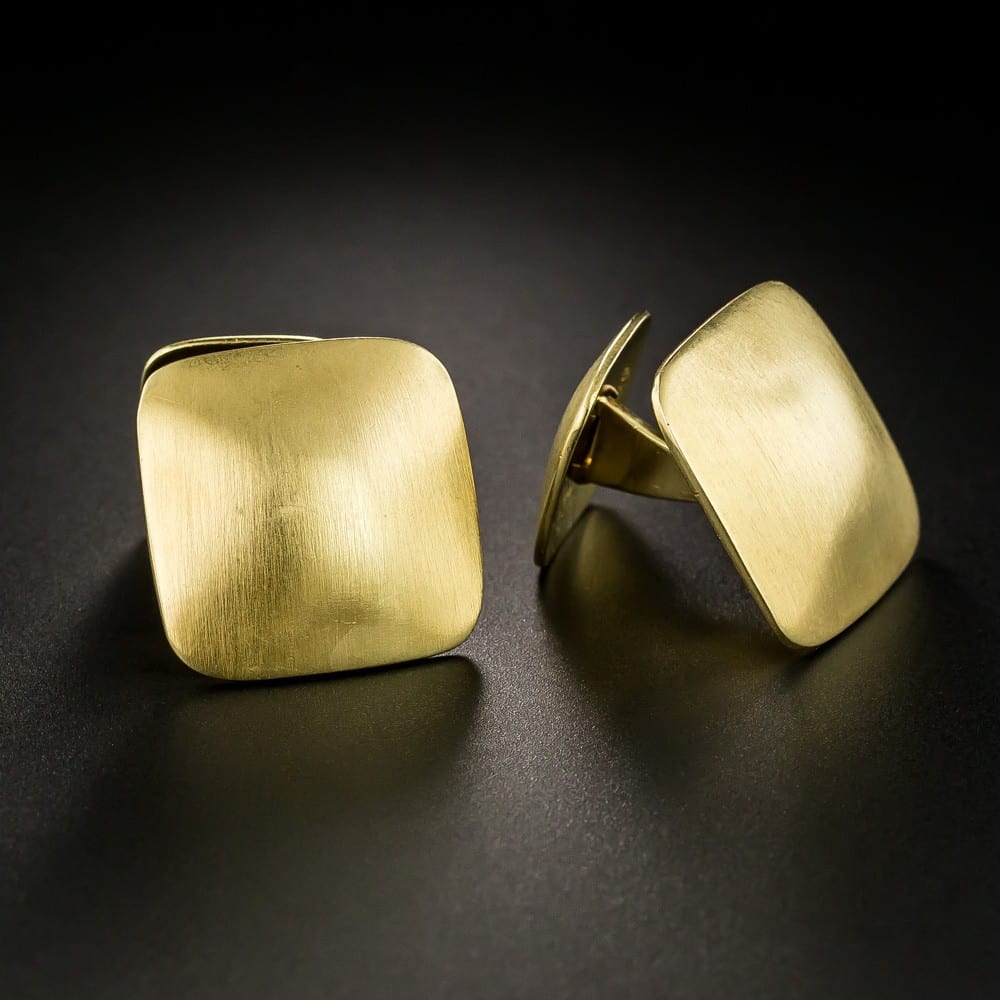 Pair of Satin Finish 18K Yellow Gold Cuff Links by Jean Dinh Van for Cartier