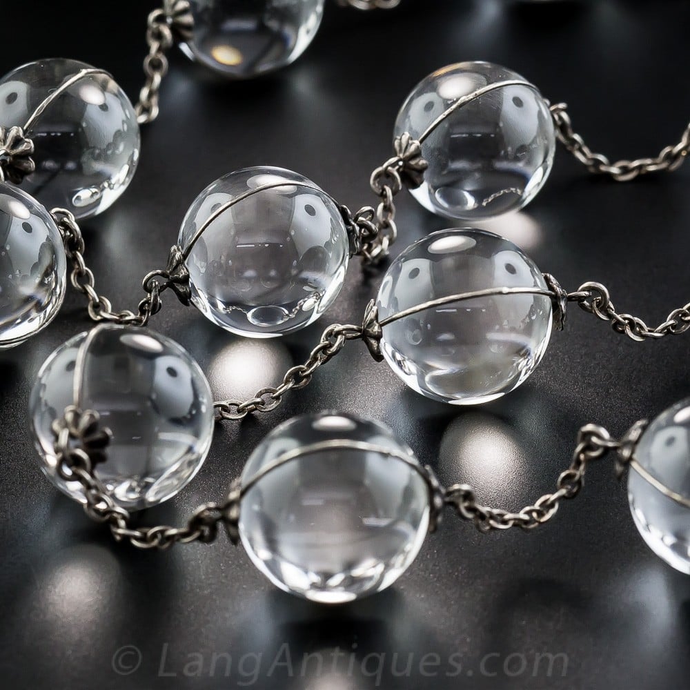 Transparent Rock Crystal Quartz Bead Necklace.