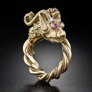 Handmade Gold Dragon Ring with Ruby Eyes.