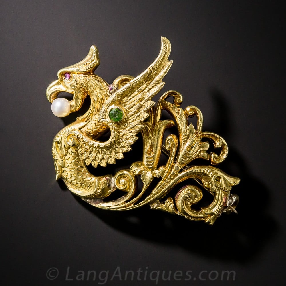 Art Nouveau Griffin Brooch.