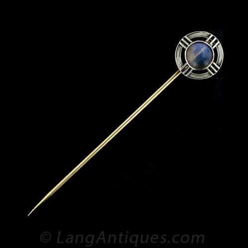 Arts & Crafts Moonstone Stickpin.