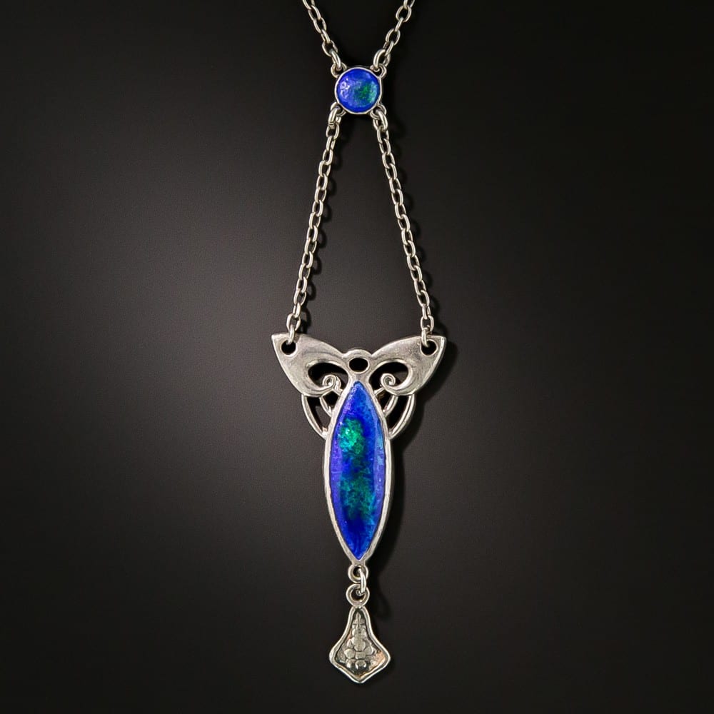 Arts & Crafts Enamel on Silver Necklace.