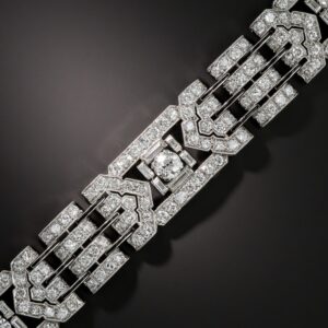 French Art Deco Diamond and Black Enamel Bracelet.