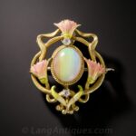 Art Nouveau Opal Pendant-Brooch, Krementz.