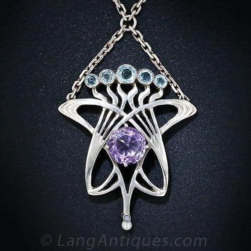 Arts & Crafts Silver Pendant Necklace. Antique Jewelry University