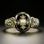 Victorian Black Enamel and Gold Mourning Ring