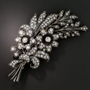 Victorian Diamond Floral Spray Brooch.